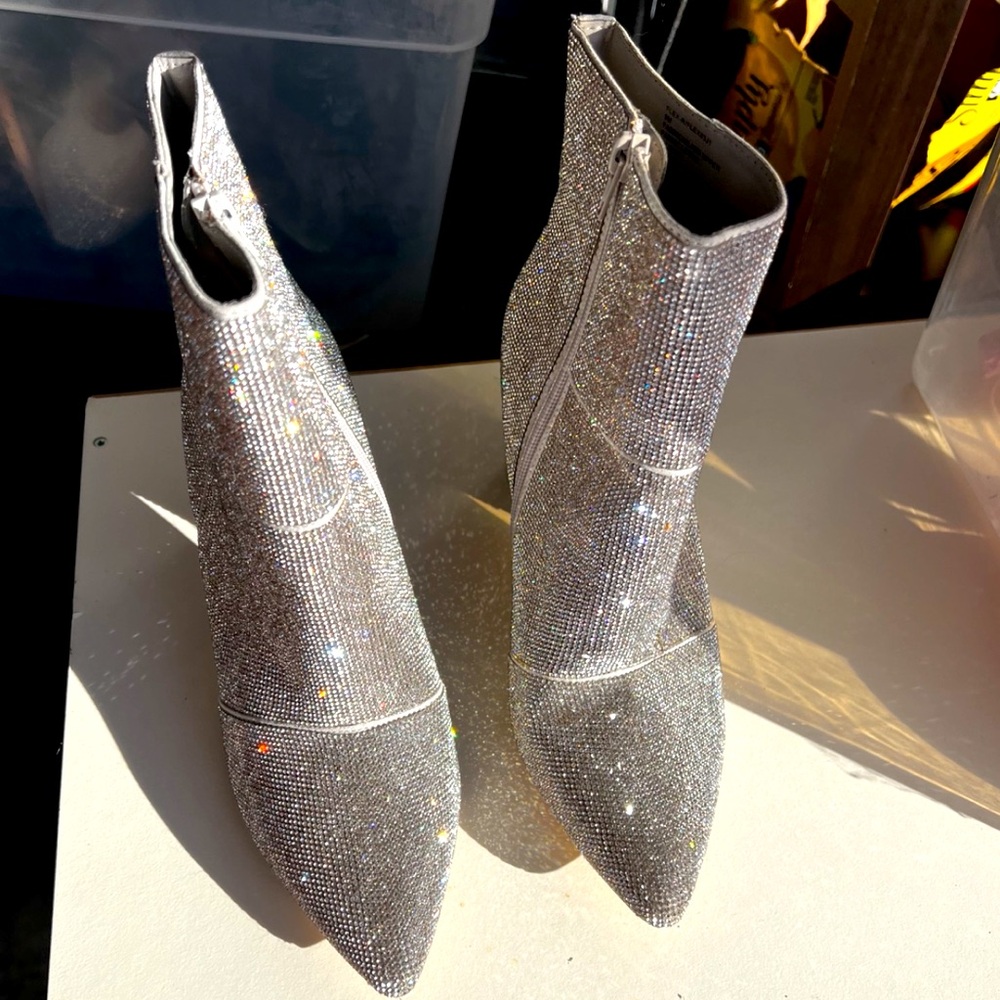 Rhinestone pointed toe boots